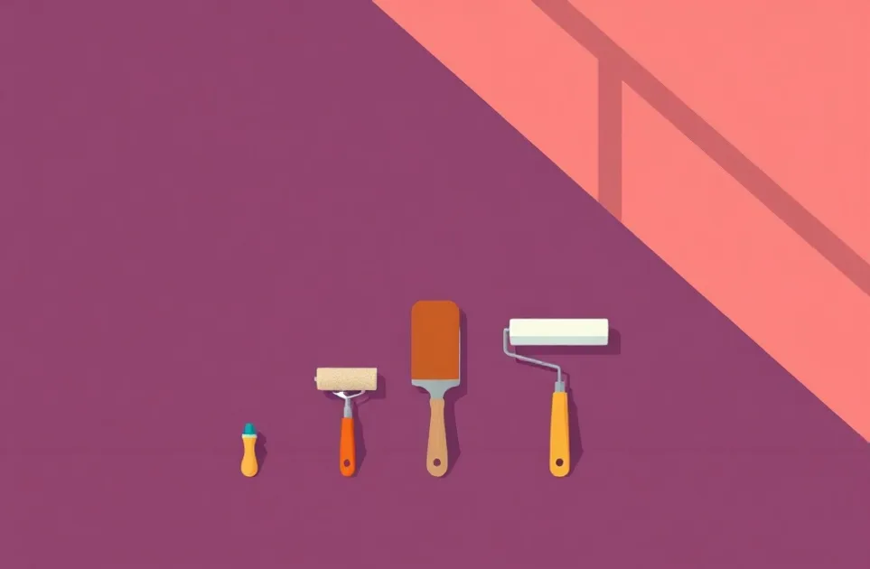 Outils de peinture disposés dans l'ordre des étapes du chantier